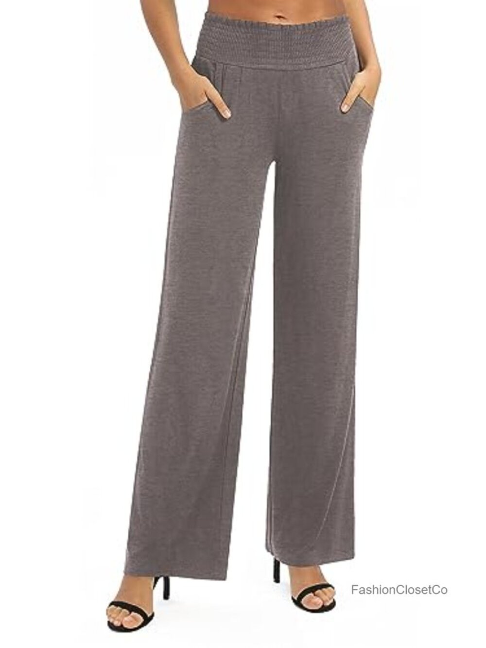 High Waist Wide Leg Palazzo Pants Elastic Stretchy Lounge Trousers